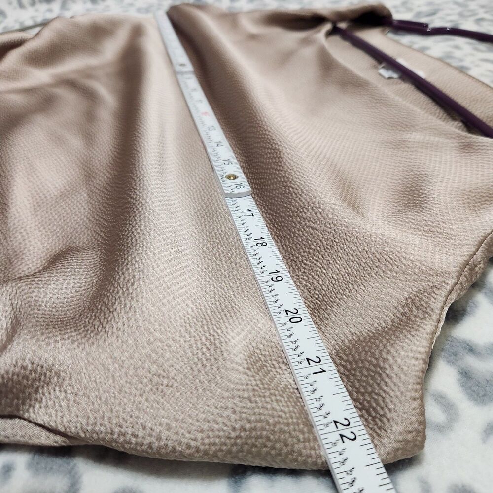 Calvin Klein Top Size XL Taupe Color Silky Sleeveless Square Neck Side Ruching - Picture 6 of 11